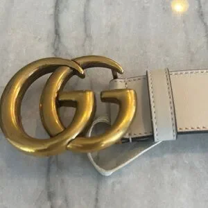 Gucci CAT scan double G 85MM Mystic, white belt Gucci Calfskin Double G 40mm Belt 85 34 Mystic White 1797344  main image 3